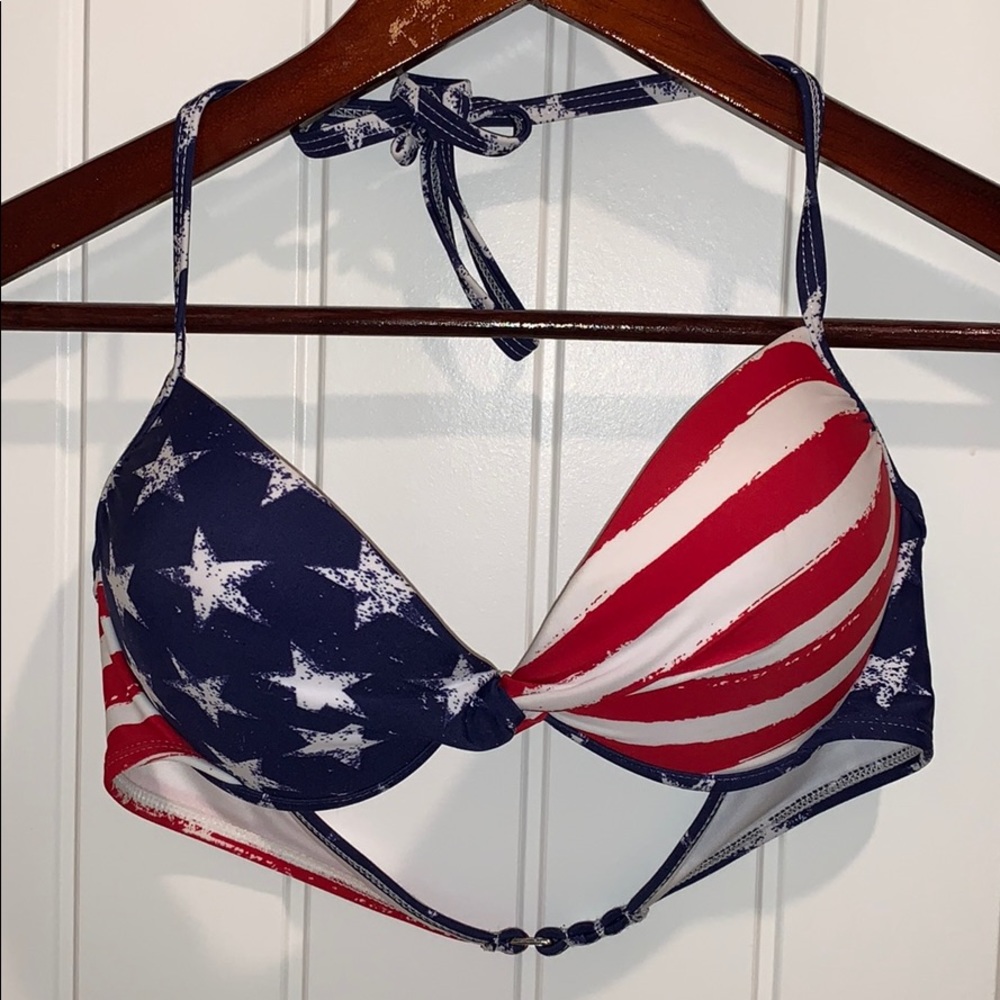 Large Xhiliration American Flag Bathing Suit Top